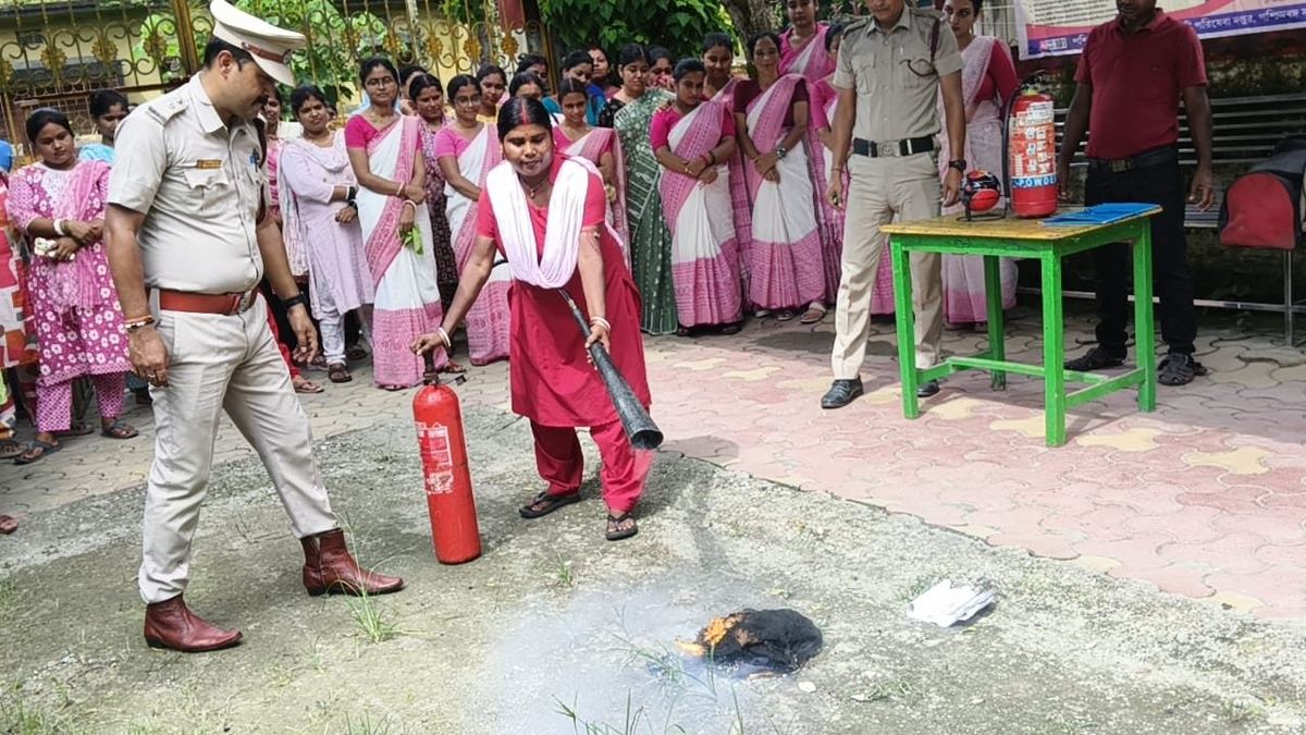 Staff fire safety training at Falakata Usha Academy